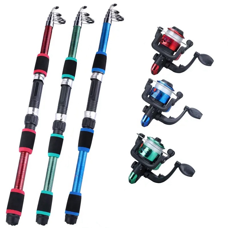 Fishing Rod Surf - 釣り竿セットフルキット伸縮式釣竿とスピニングリール餌フックトラベルポールセット