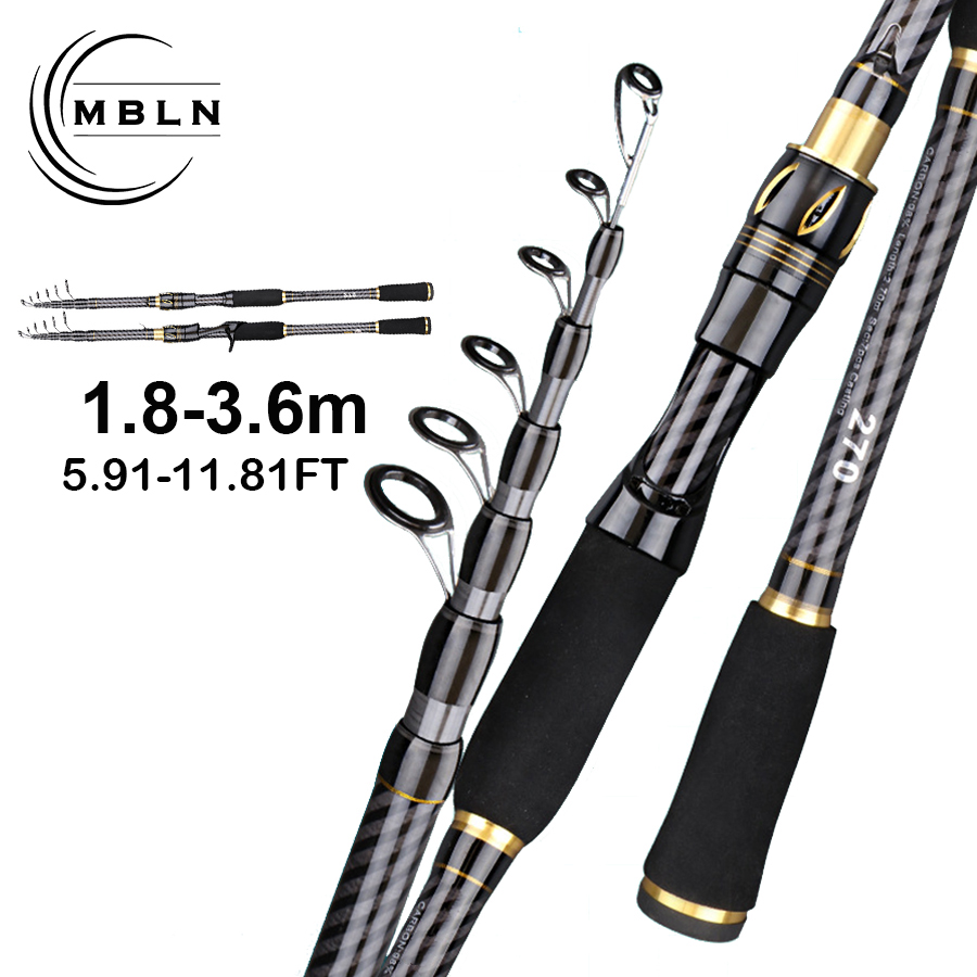 Fishing Rod Surf - MBLN カーボンファイバー釣り竿 1.8-3.6 メートル伸縮式釣りルアーロッドスピニングキャスティングポータブルロッド M パワー
