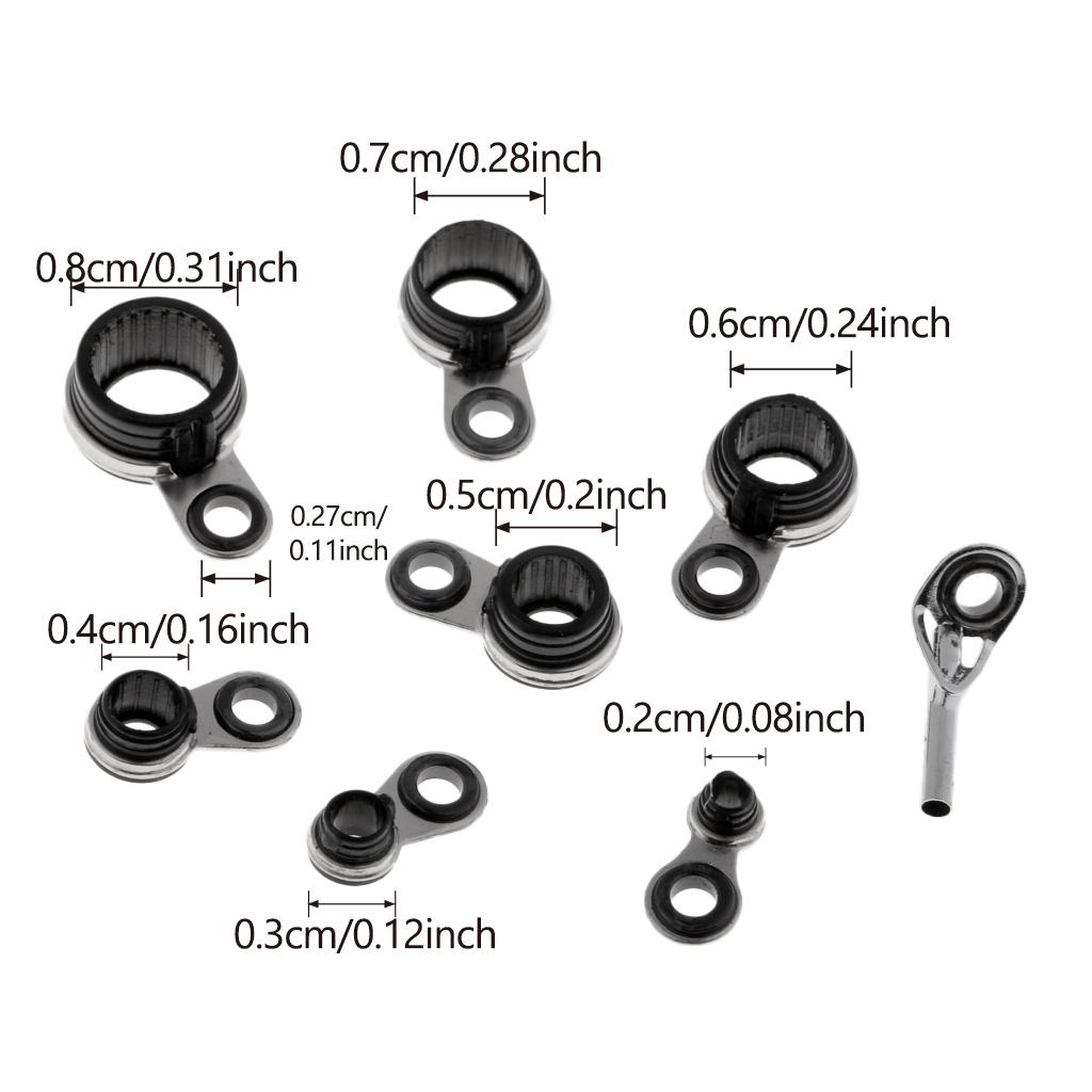 Fishing Rod Casting - ユニバーサル釣り竿ガイドリング シリコンセラミック製ティップトップ ロッドビルディング修理セット ショアキャスティング用