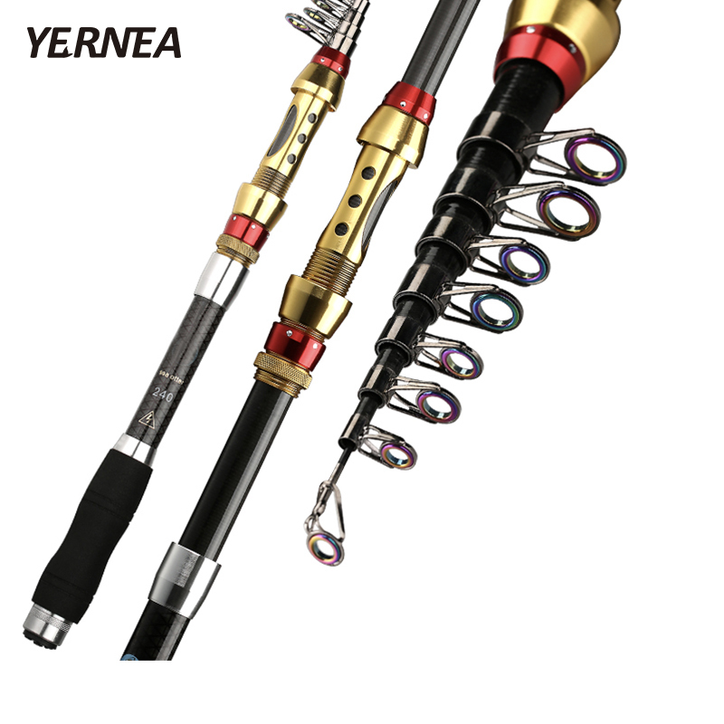 Fishing Rod Surf - Yerneaショート海釣竿ファイバー伸縮釣竿99% カーボン1.8-3.6メートルスピニング伸縮ロッドスピニングタックル