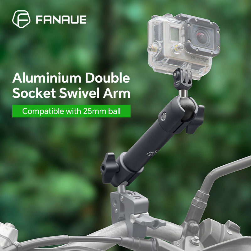 Fishing Rod Holder - FANAUE製、バイク用スマートフォンホルダー、ボールヘッド、双方向回転式接続ロッド、15cm、25mmボールヘッドに対応、RAM製品と互換性あり。