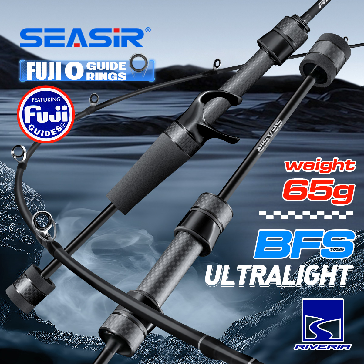 Fishing Rod Surf - Seasir Riveria BFS 超軽量スピニングベイトキャスティング釣竿、FUJI O セラミックガイドリング、30T
