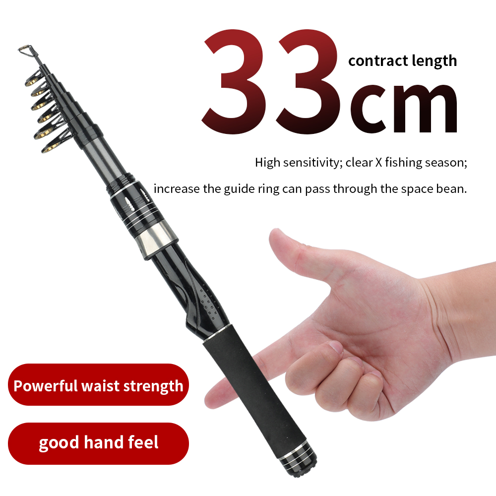 ポータブルミニ海釣り竿 33cm 折りたたみ式 カーボンファ - Fishing Rod Surf のレビューと価格