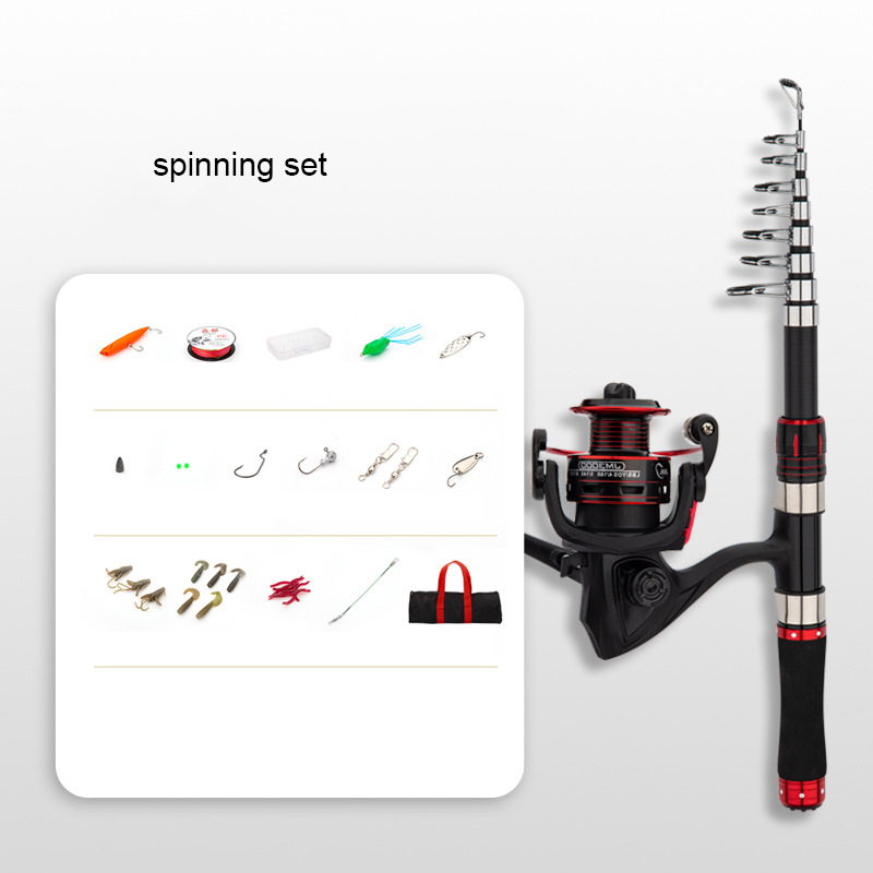 カーボンファイバー製釣り竿 2.1m スピニングリールコンボ - Fishing Rod Spinning のレビューと価格