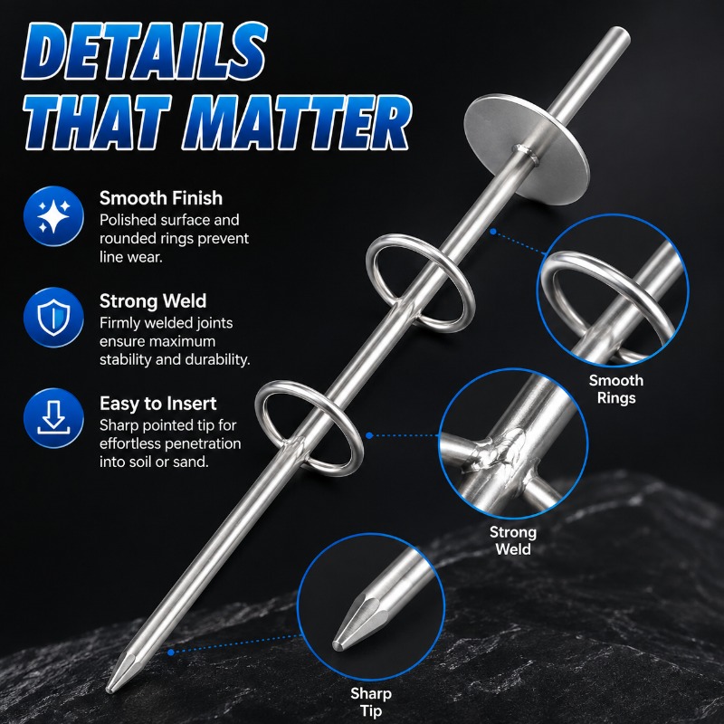 ダブルリング釣り竿ホルダー グラウンドスパイク、頑丈な金属製 - Fishing Rod Surf のレビューと価格