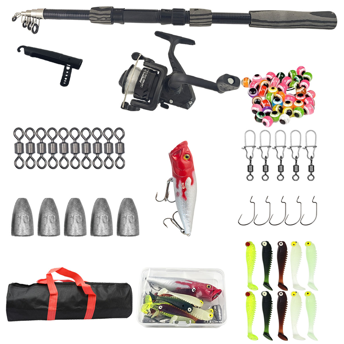 携帯用伸縮式釣り竿キット 1.8m 3層構造のグラスファイバ - Fishing Rod Spinning のレビューと価格