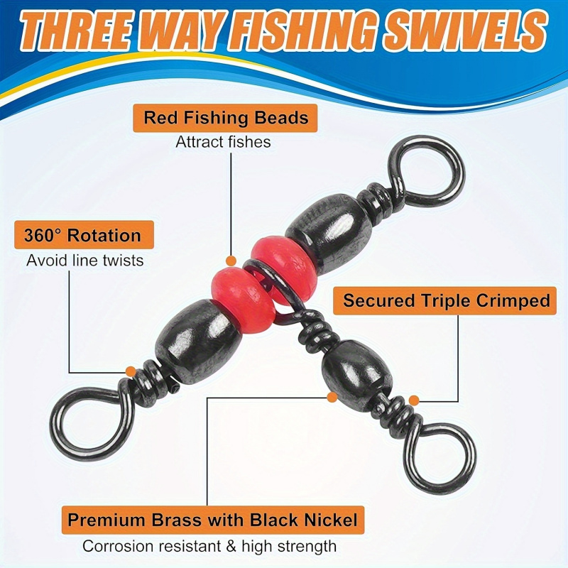 釣り用3ウェイスイベル、25個または50個入り、クロスライン - Fishing Rod Building Kit のレビューと価格